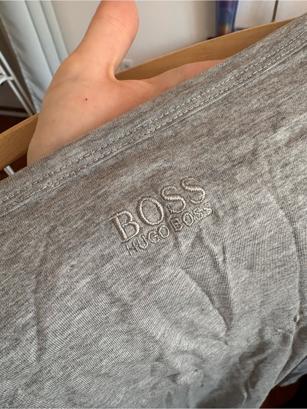 Hugo Boss Light Grey Crewneck Tee with Dark Graphic Crest - Picture 4 of 4